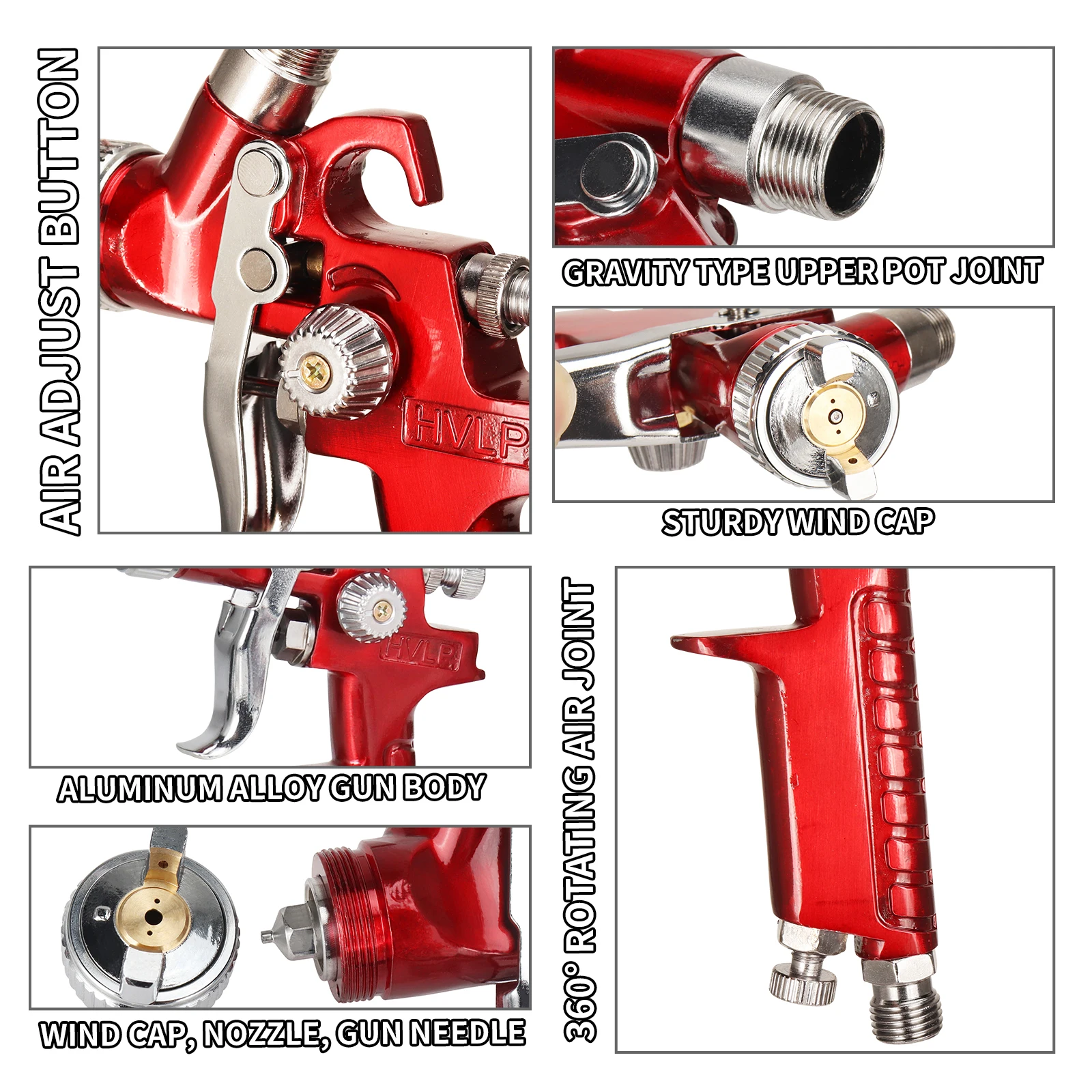 Pistola de pulverización de pintura de aire profesional, Mini aerógrafo HVLP, pistola de pulverización, boquilla de 0,8/1mm para muebles de coche,