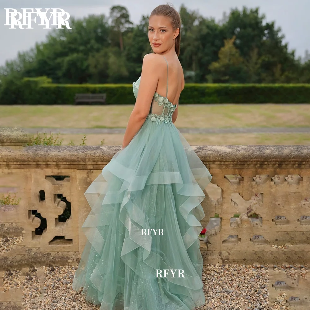 

RFYR Sweetheart Evening Dresses Prom Dress Multilayers A Line Princess Gown Applique Party Gown فساتين مناسبة رسمية Customized