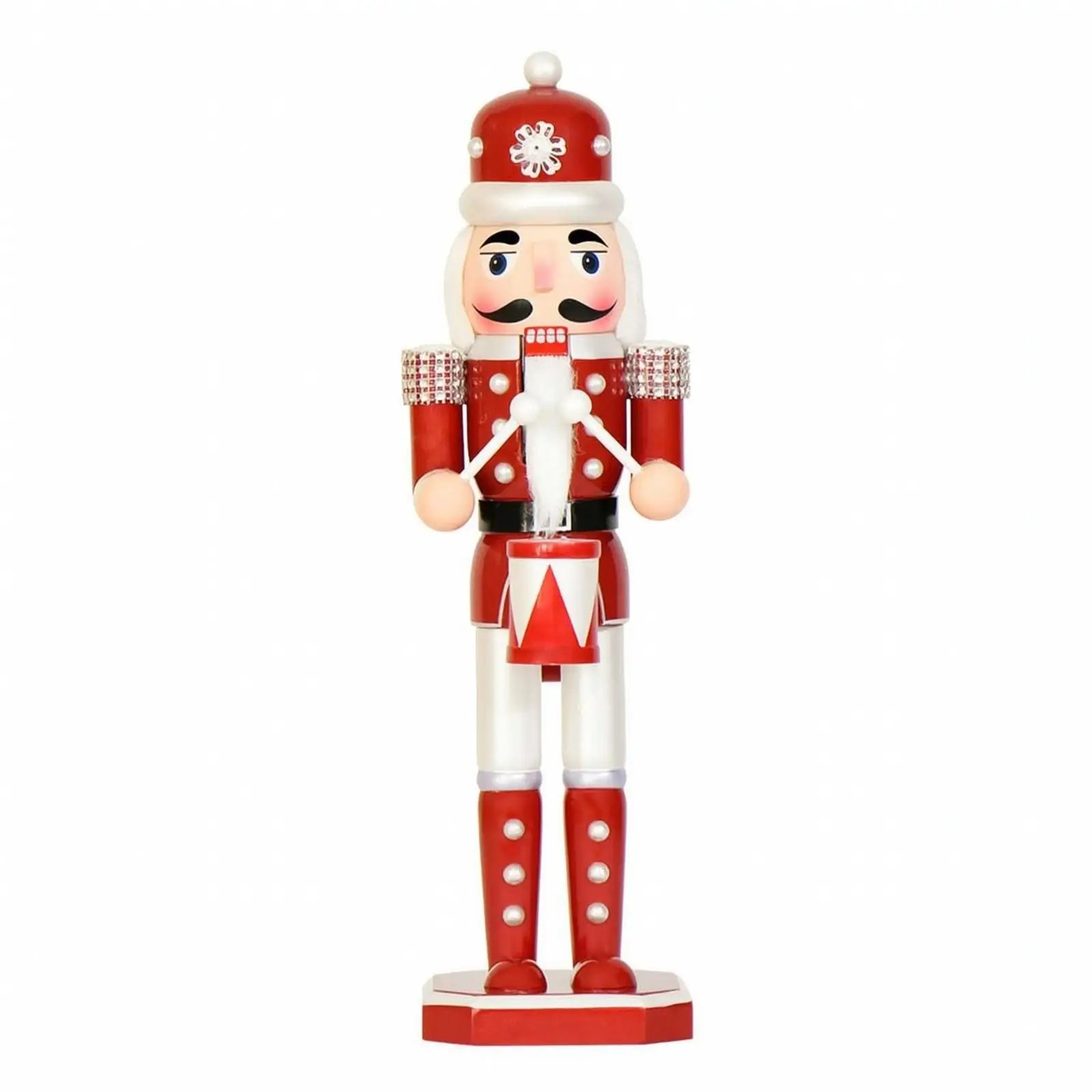 Pearl Nutcracker Christmas Decor Wooden Figurine Ornament for Shelf Desk Mantel Piece