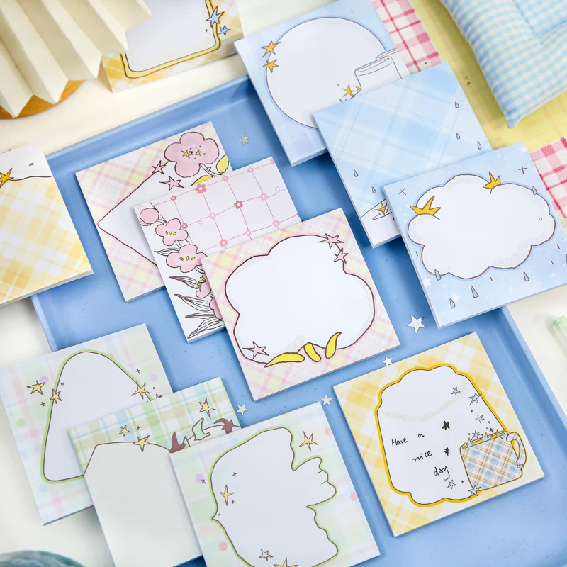 4 Style Daily Poetry Series Sticky Notes Cute Illustration Student Notepad Message Memo Pads School Office Stationery Supplies