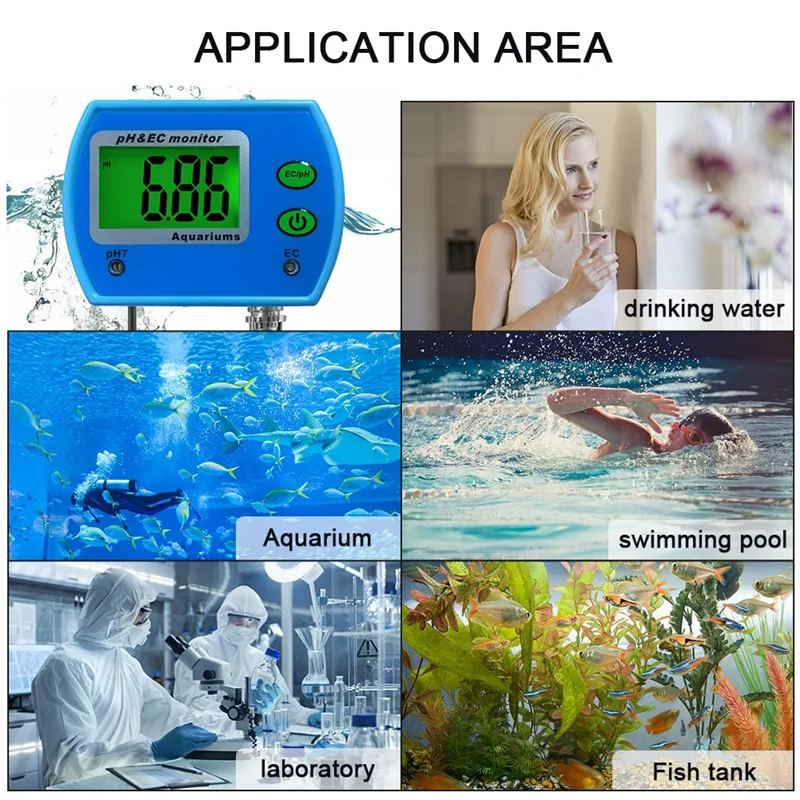 

BYBS-Water Quality Analysis Instruments PH /EC Monitor Meter Acidometer PH Tester EU Plug