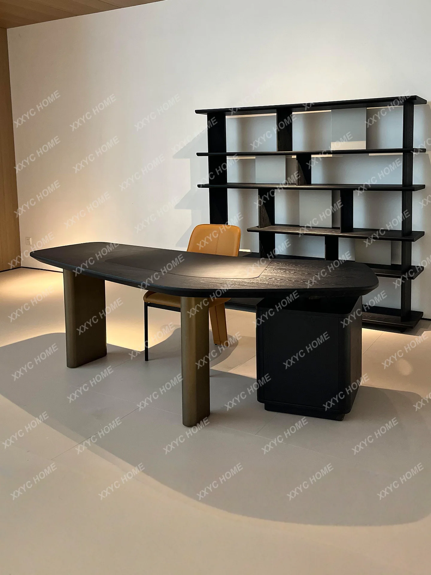 LL minimalist design special-shaped solid wood desk high-end light luxury modern minimalist  style