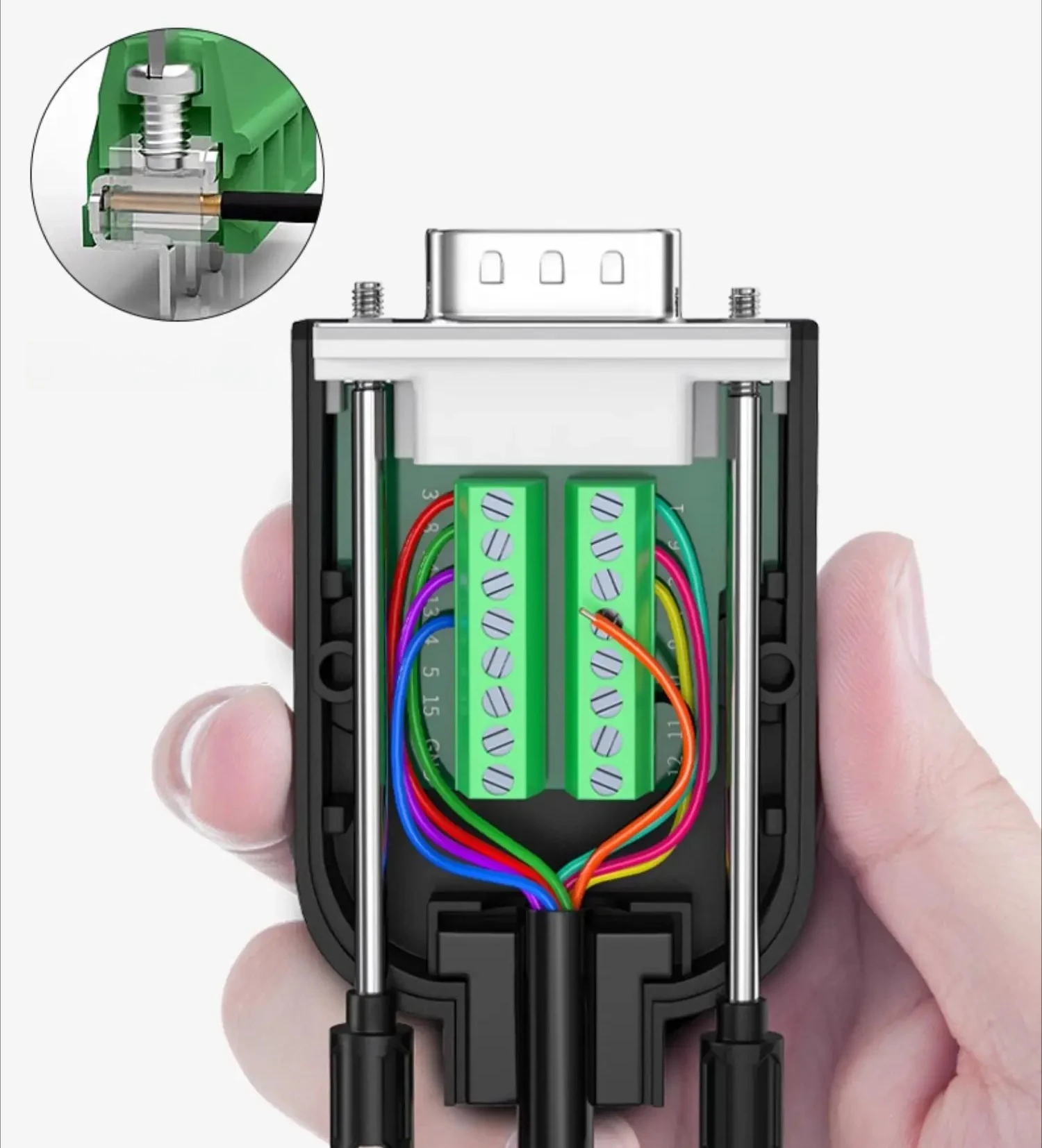 RS232 485 DB9 DB15 DB25 DB26 Breakout Connector Solderless 9 15 25 26 37 Pin Terminal D-SUB Connectors 3+9 VGA Male Female Plug - view 6