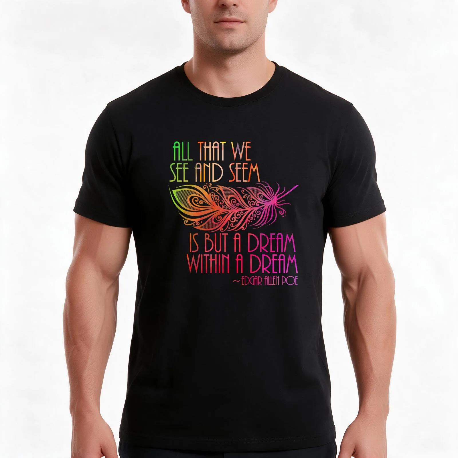 All That We See & Seem Is But a Dream Within a Dream - Edgar Allen Poe T-Shirt, Summer Casual Cotton Tee, Vintage Graphic Print