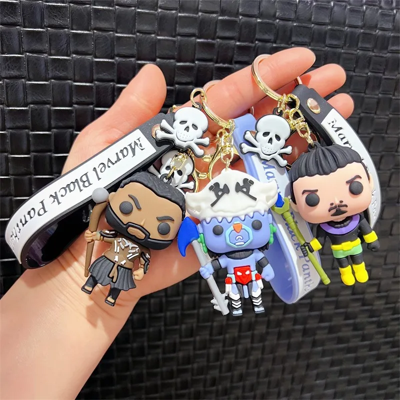 Creative cartoon avengers keychain personality black panther primitive keychain men and women bags trend accessories small gifts