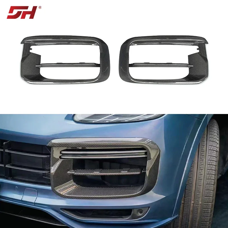 Car Dry Carbon Fiber Daytime Running Light Grille Frame for Porsche Cayenne 9YA 9Y0.1 Turbo 2018-2023