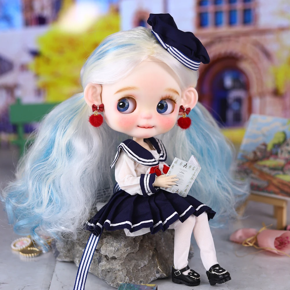 ICY DBS Blyth Doll 30cm Cute Lips-biting Versatile Multi-Style Outfit Hand-Painted Makeup Fair Skin 19 Joints Doll Festival Gift