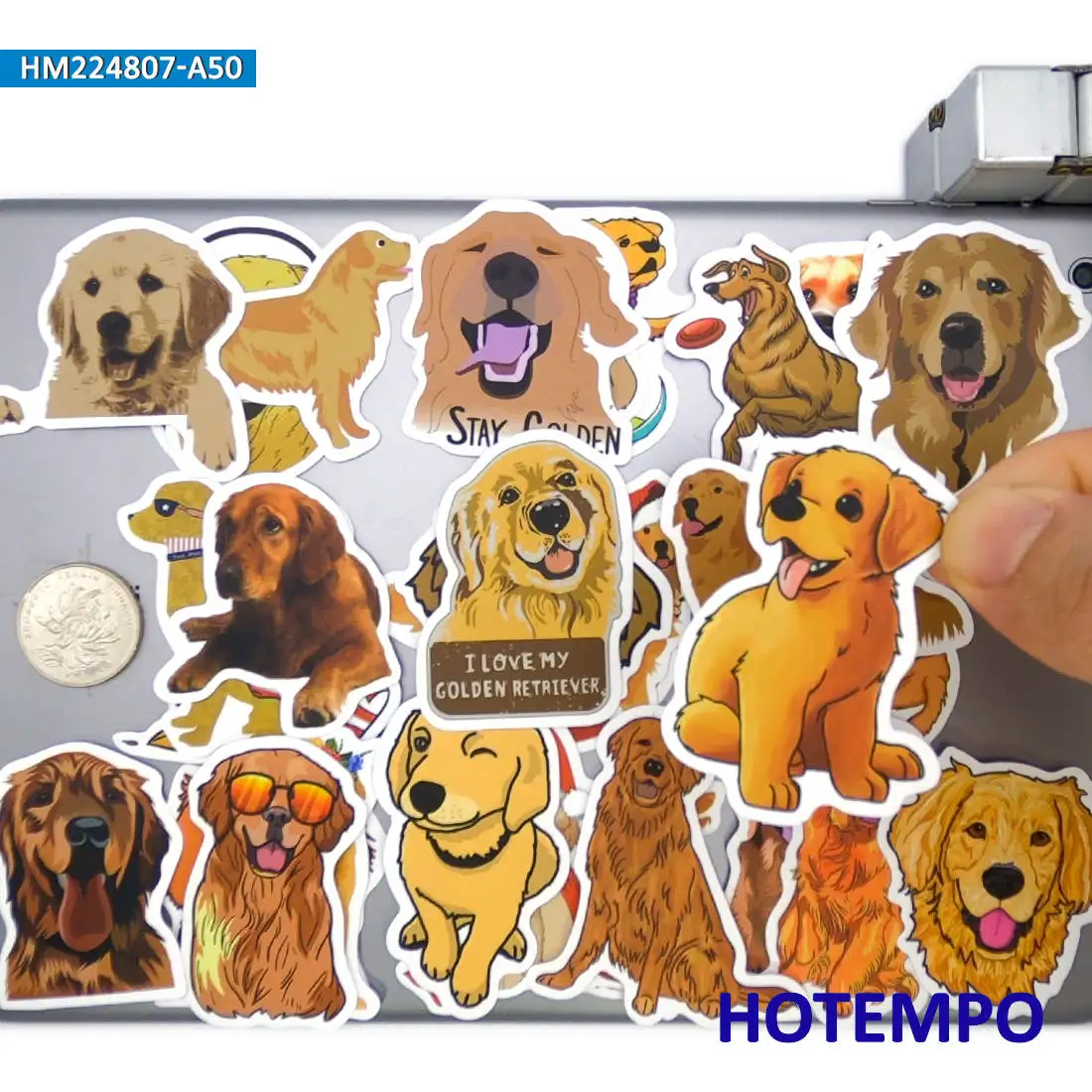 20/30/50Pieces Cute Golden Retriever Funny Cartoon Dog Animals Stickers for Scrapbook Luggage Bike Car Phone Laptop Sticker Toys