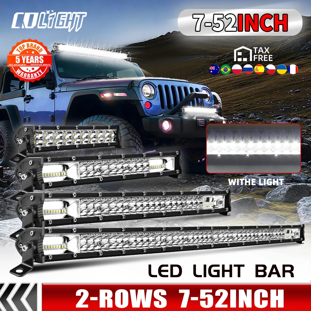 CO LIGHT 20 pouces mince 2 rangées barre lumineuse LED 32 pouces Combo faisceau conduite 52 pouces lumière de travail pour voiture SUV tout-terrain 12V 24V 4x4 pick-up