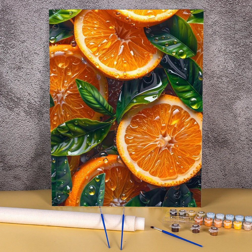 

DIY Painting By Numbers Orange Fruit Acrylic Paint By Number Handpainted Picture On The Wall Home Decor Calligraphy Painting