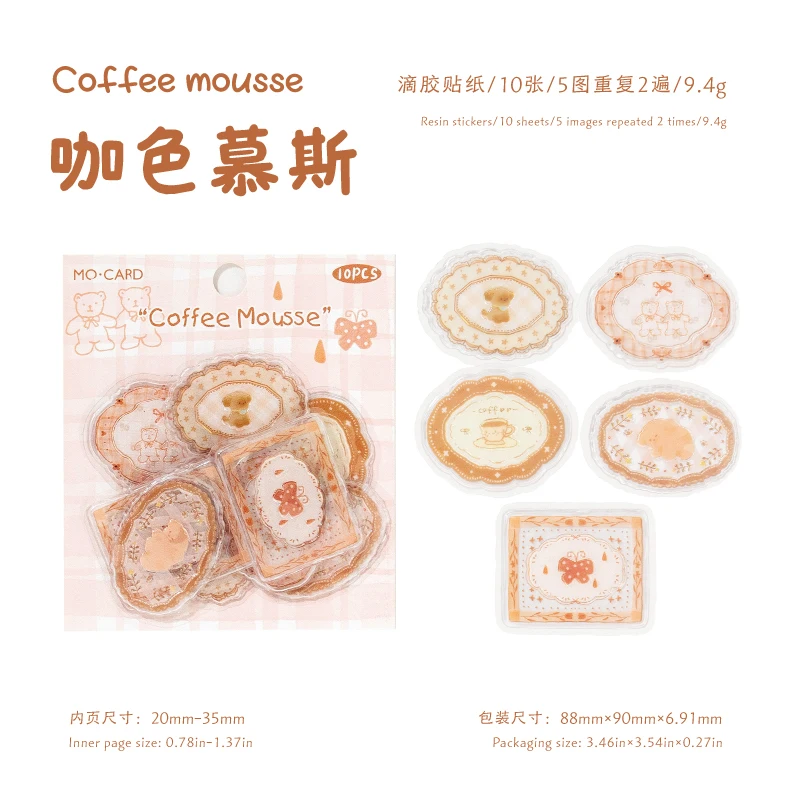10 stuks Kawaii Briefpapier Stickers Sweetheart Plate Dagboek Junk Journal Dagboek Planner Decoratieve Mobiele Sticker Scrapbooking