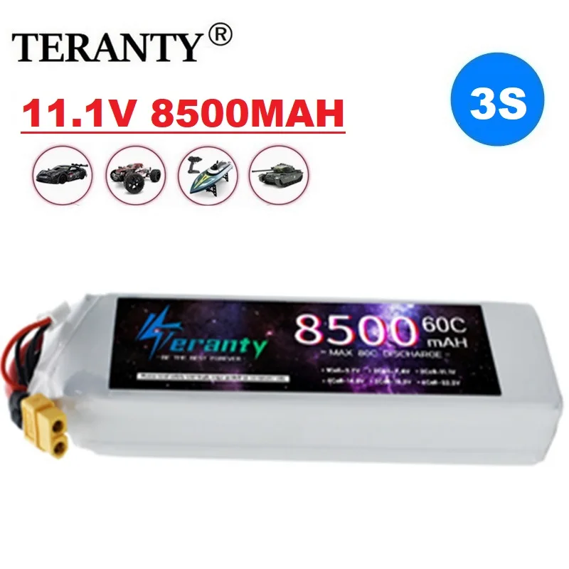 TERANTÍA 8500 MAH 3S batería Lipo para coche RC Drone cuadrirotor barco 60C 11,1 V batería T XT60 XT90 prise