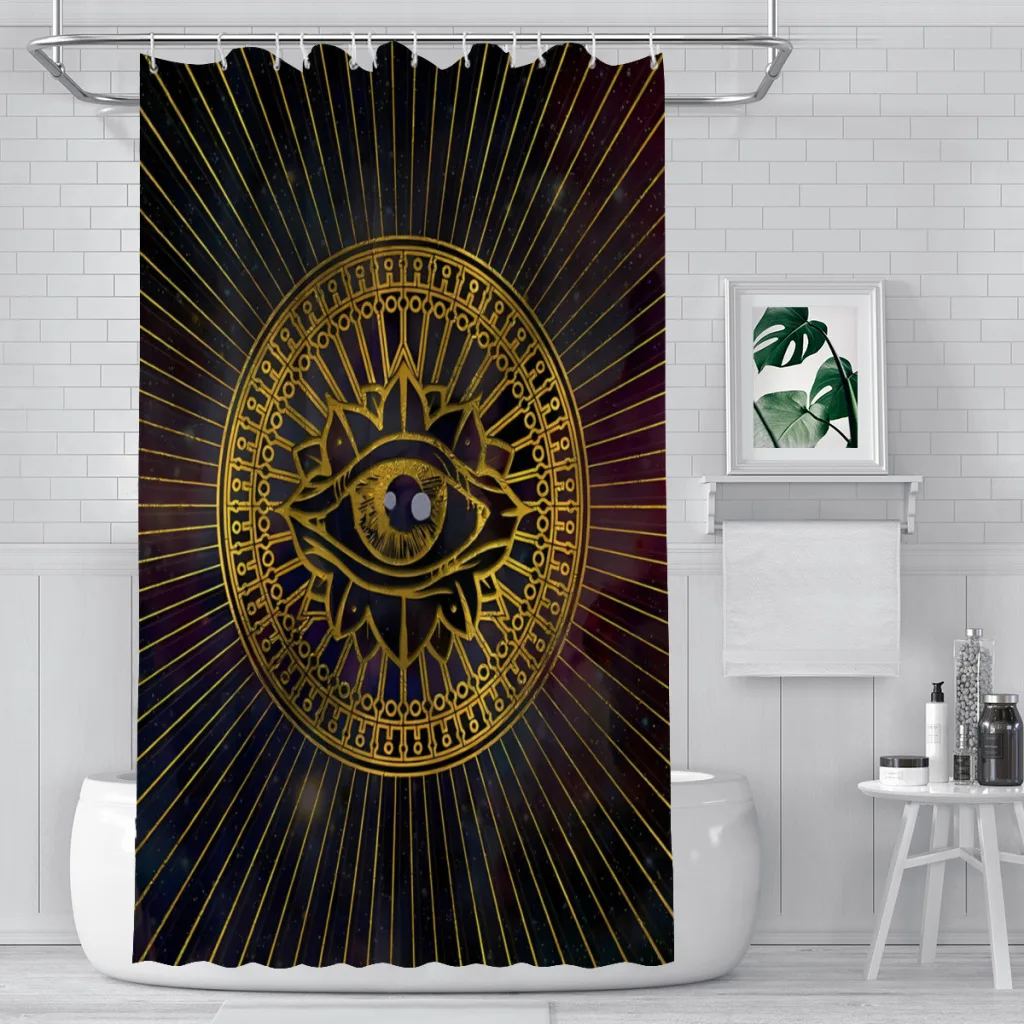 All Seeing Mystic Eye Gold Nebula Bathroom Shower Curtains Illuminati Waterproof Partition Curtain Design Home Decor Accessories