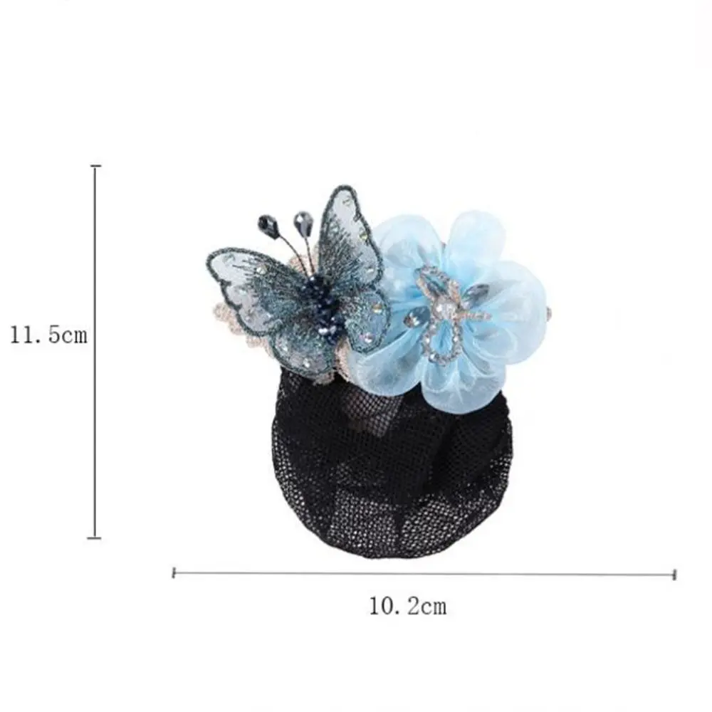 Fashion Butterfly Headdress Elegant Retro Women Hairpin Bank Clerk Hair Accessories Flower Crystal Hair Net