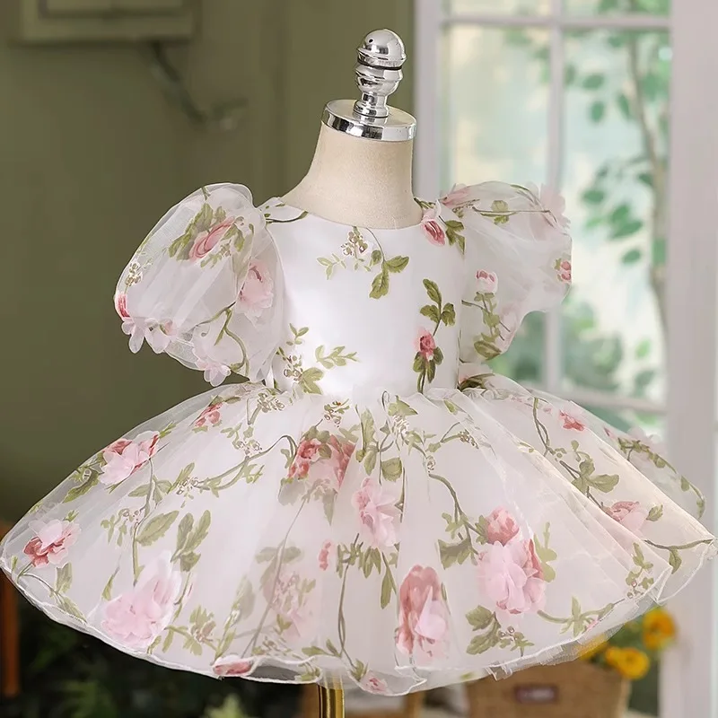 2025Girls' New Wedding Puffy Piano Performance Birthday Forest Style Princess Dress