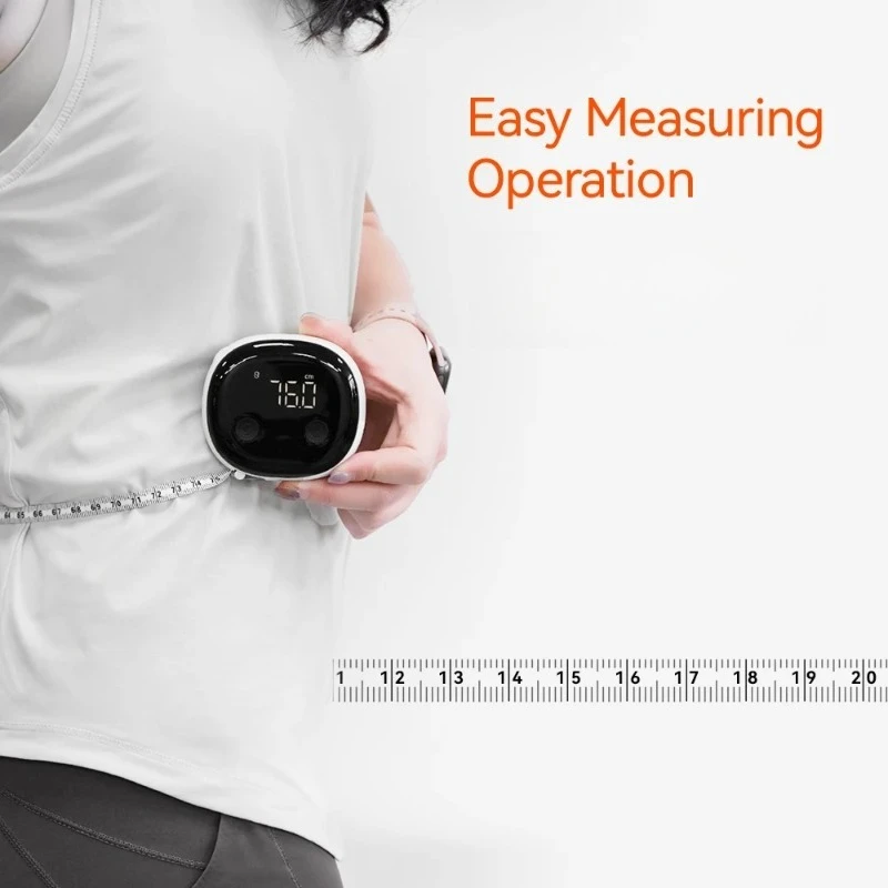 Portable Smart Body Measurement Tape Digital with App Sync Inch Centimeter Unit Switch Fitness Tape for Waist Hip Body Tracking