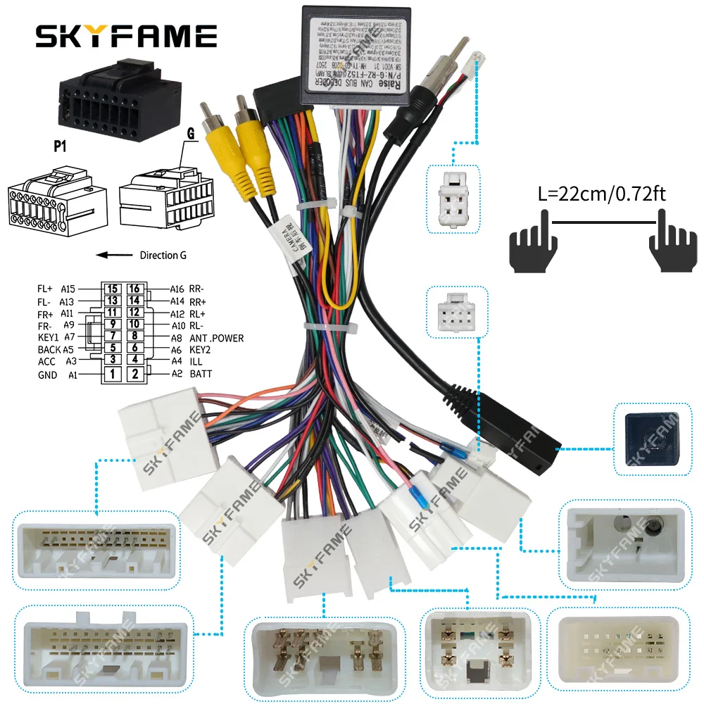 SKYFAME 16Pin سيارة الأسلاك تسخير محول Canbus صندوق فك لتويوتا RAV4 C-HR هايلاندر ليفين كورولا كامري ريز هايلكس CHR