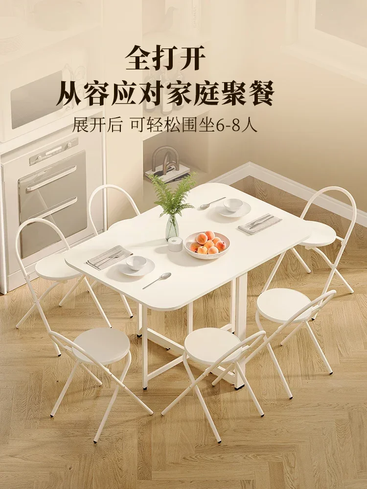 

Folding dining table household small apartment dining table rental room simple eating table dining chair free installation