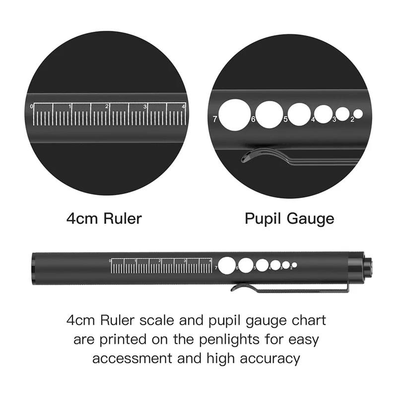 Suitable Rechargeable Pen Lights With Pupil Gauge & Ruler For Nurses Doctors, Echargeable, Warm/White Light LED Penlights 2Pcs