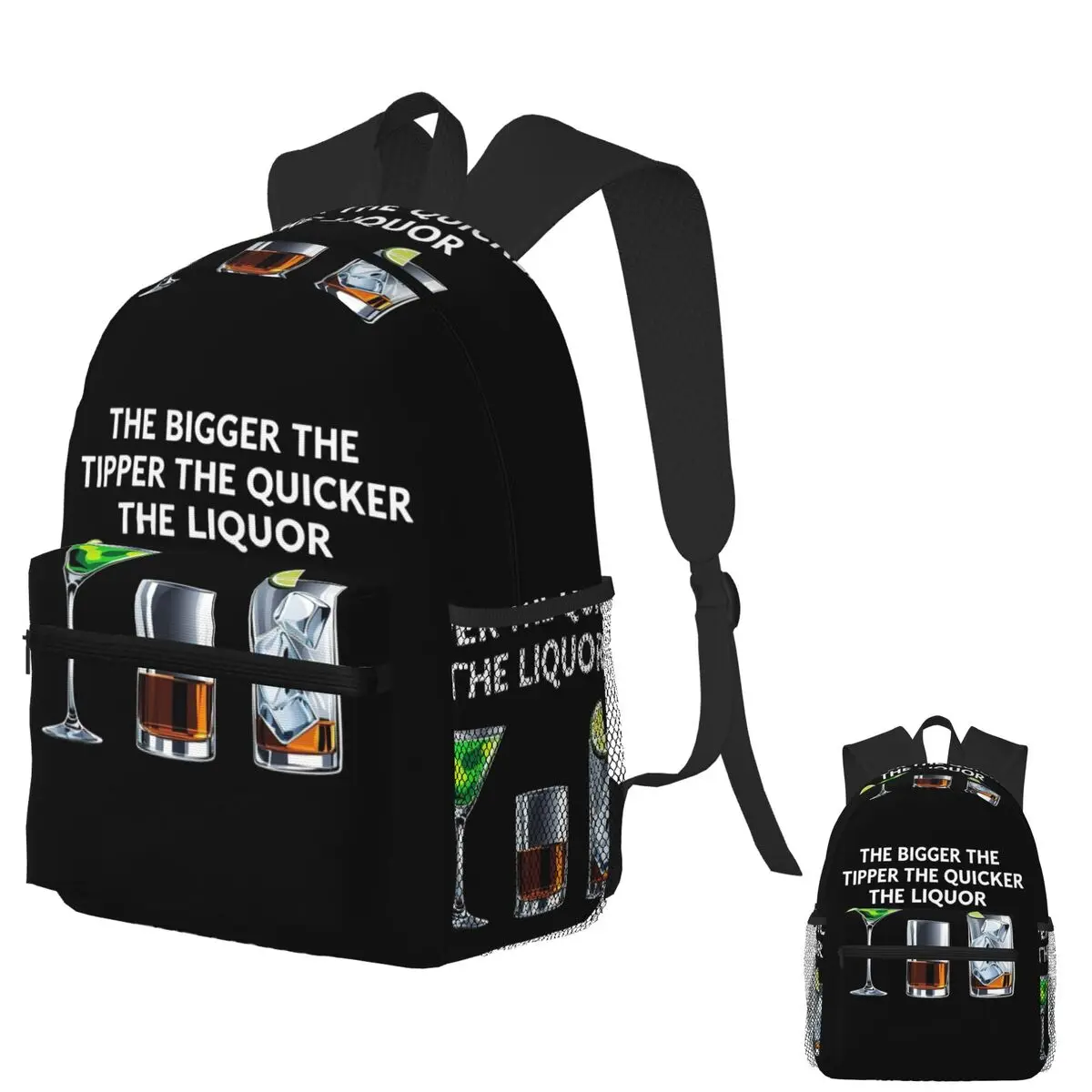 

The Bigger The Tipper The Quicker The Liquor Backpack School Bag Hiking Travel Daypack for Boys Girls Bookbag Shoulder Bags