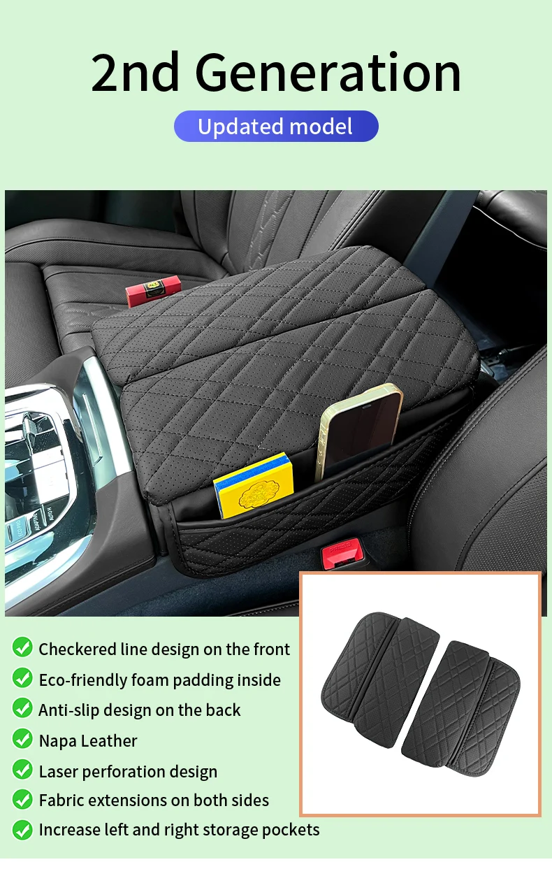 Für BMW G30 G32 6GT F10 G05 G06 G07 G11 G12 X5 G05 X6 G06 X7 G07 Auto Center Konsole Armlehne Schutz Abdeckung Pad Mit Lagerung Tasche – Detail 2