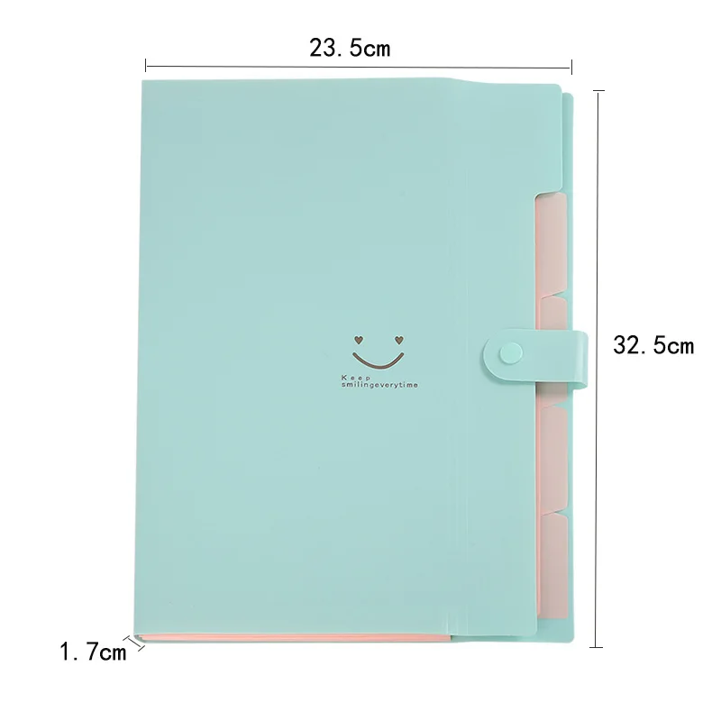 Smiley Pp Folder A4 Information Book Spot Five Grid Smile File Bag Purple Button view 4