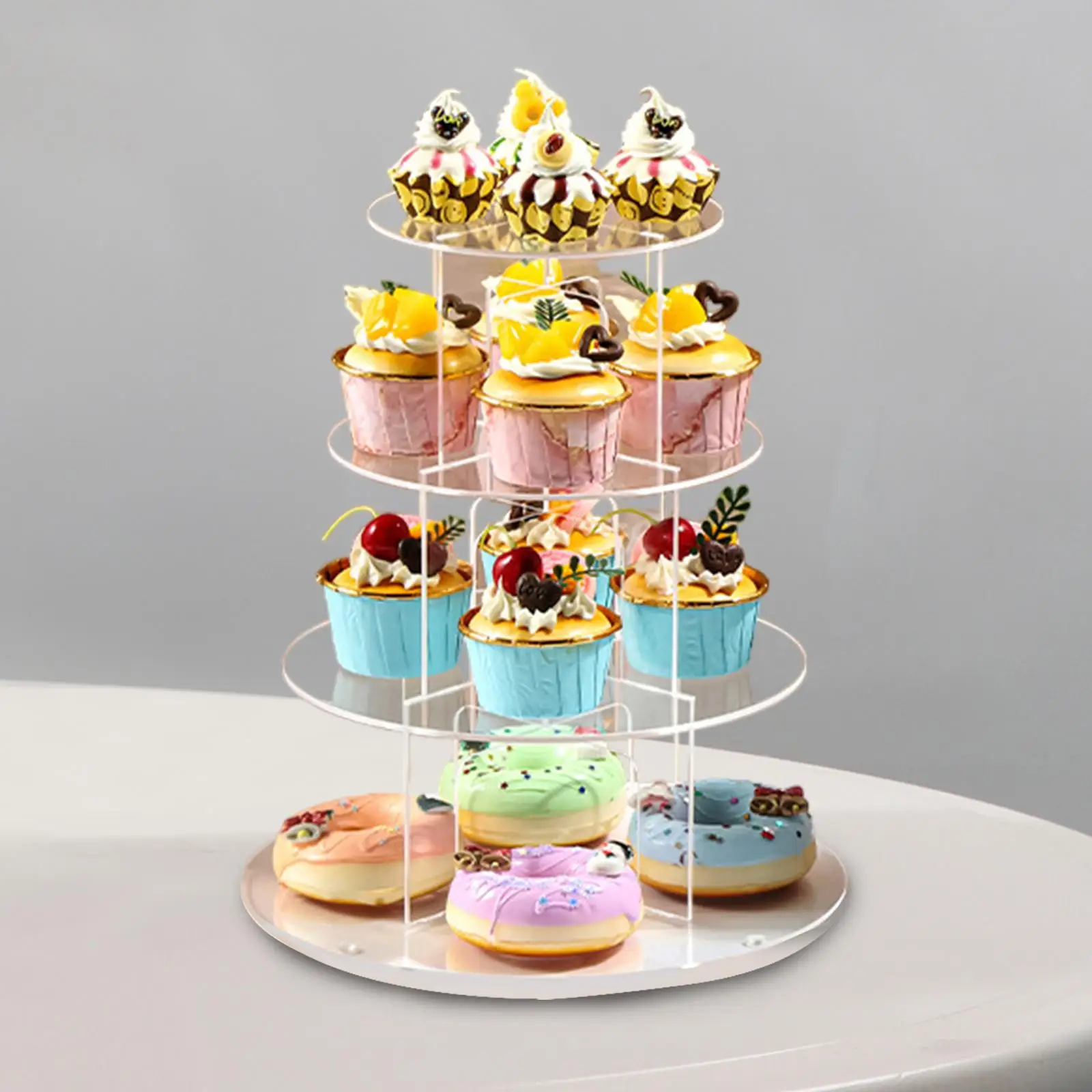 3/4/5 Tier Acrylic Cupcake Stand Dessert Tower Holder Afternoon Tea Pastry Serving Tray for Party Festive Decor Cake Supplies