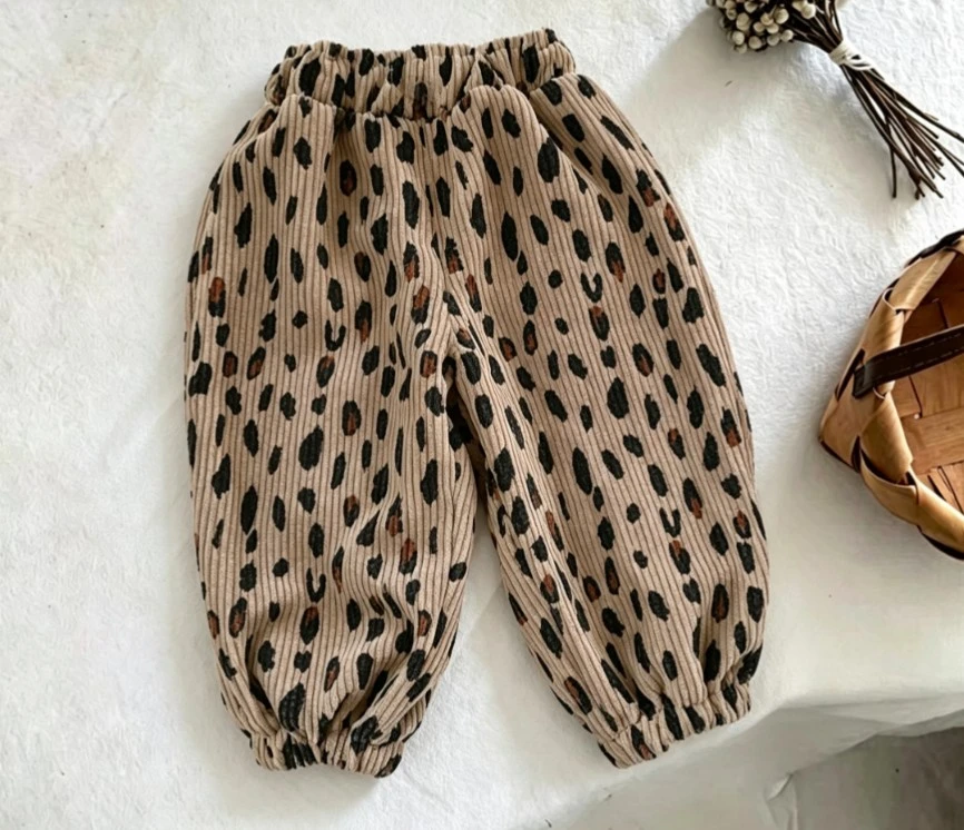 Toddler Corduroy Harem Pants Childre Floral Leopard Print Loose Trousers Popular Children Soft Casual Bottoms For Little Ones