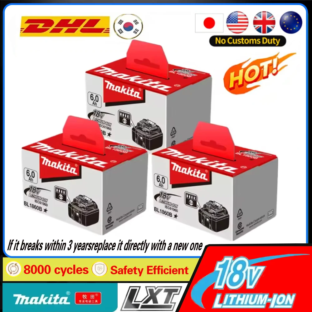 

Genuine 18V Makita Original 5.0/6.0Ah Rechargeable Lithium-ion Battery for DTD173 TWO04G DTW700 DGA404 High-Quality Power Tool