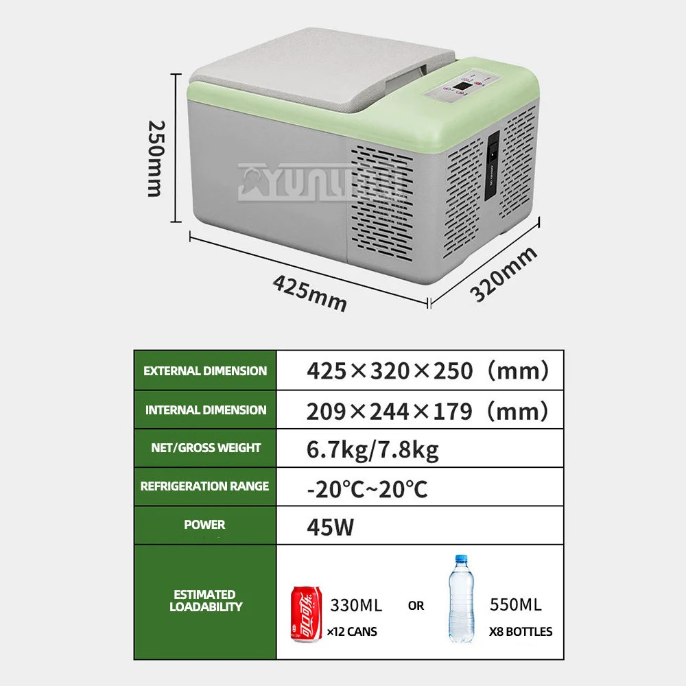ตู้เย็นในรถยนต์9L 12V แบบพกพาได้ห้องเย็นสำหรับใช้ในครัวเรือนการเดินทางกลางแจ้ง