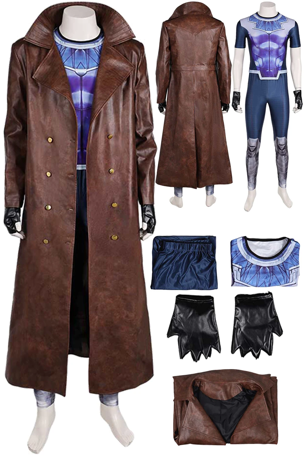 Poker King Remy Cosplay Brands  Men Costume Movie Male Superhero Dead Roleplay Outfits Male Jumpsuit Coat Halloween Party Suits