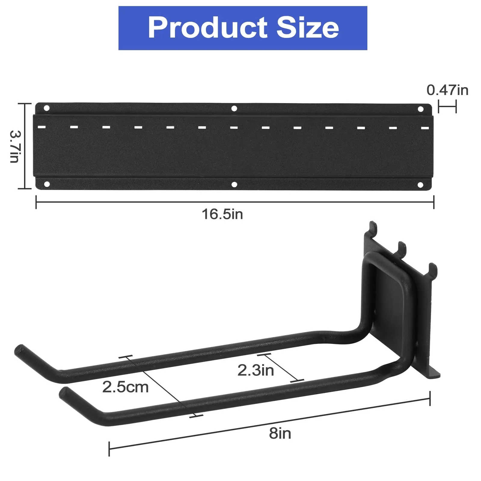 GarageTool Storage Rack,Heavy Duty Wall Mounted Tools Organizer,  Shovel Holder Organization Hanger with 6 Double-Hooks