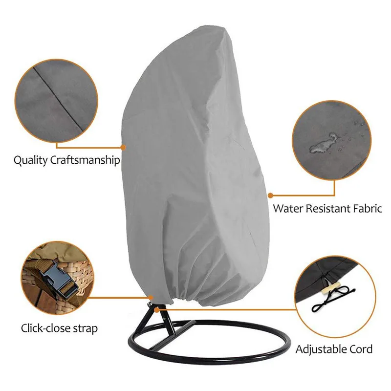 Outdoor Swing Hanging Chair Dust Cover Waterproof Protector With Zipper Protective Case Outdoor Hanging Egg Chair Cover