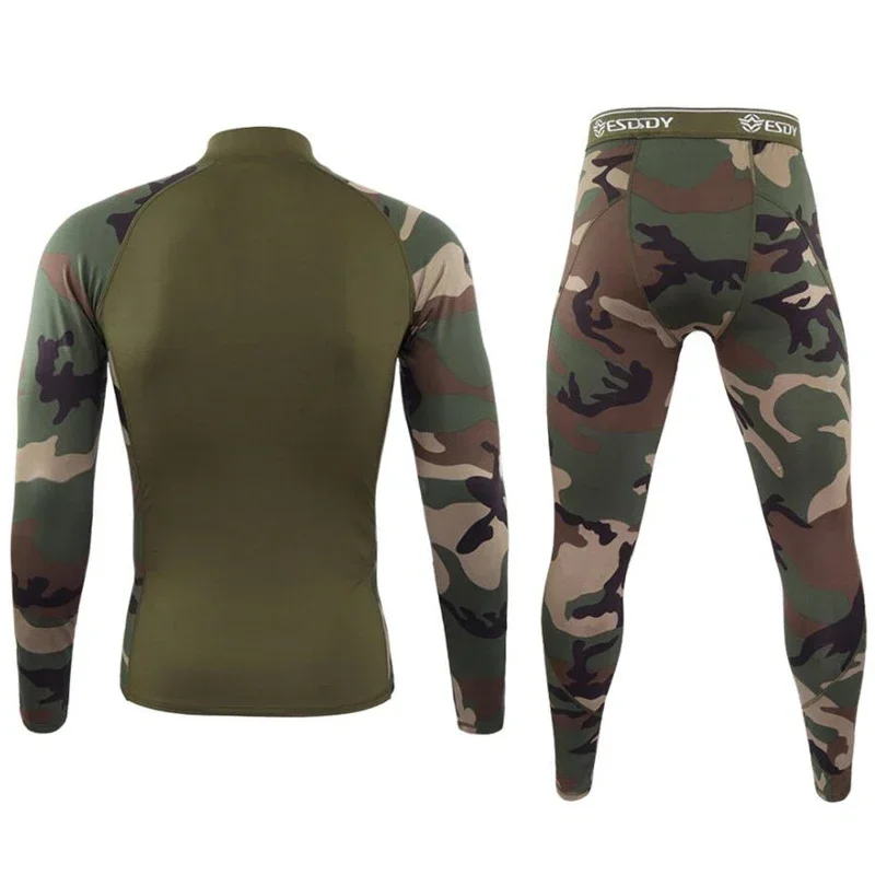 Winter Camouflage Men\'s Thermal Underwear Suit Elastic Quick Drying Warm Tactical Underwear Sets Men Sports Long Johns