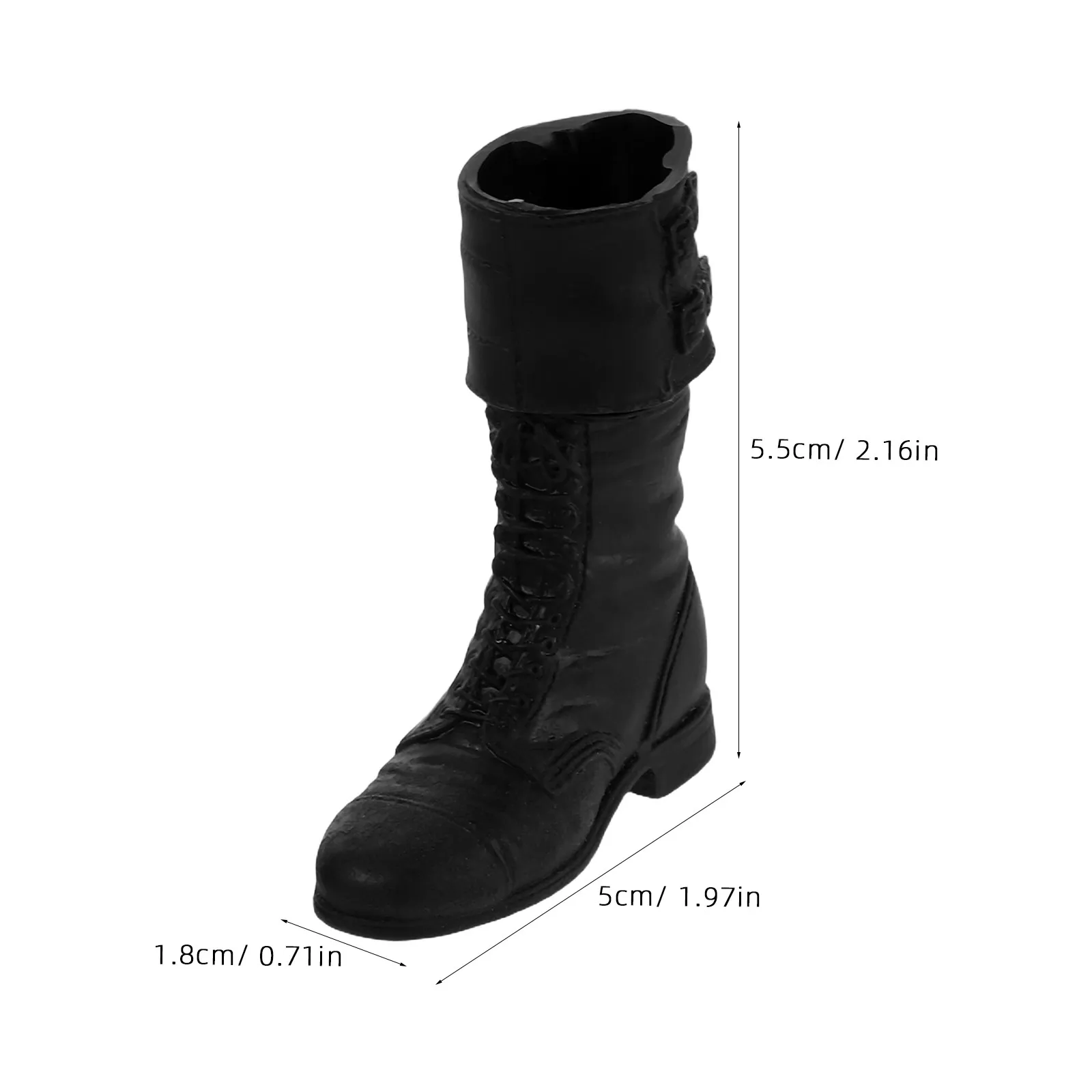 1Pair Authentic Military Boots for Ball Jointed Action Figure Accessories Black Long Miniature Shoes for Roleplay