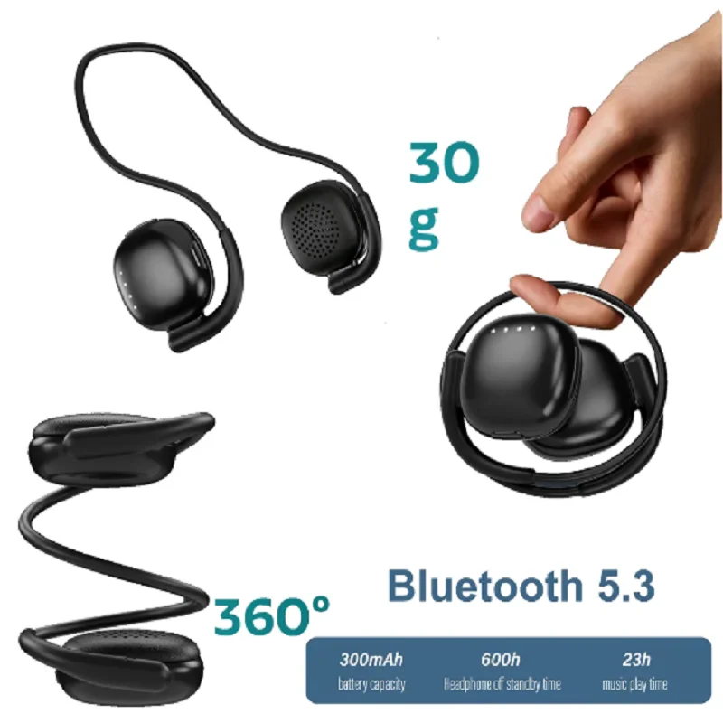 Casque Bluetooth 5.3 portable avec microphone, casque antibruit sans fil, sport, course à pied, étanche, son Hifi, écouteur