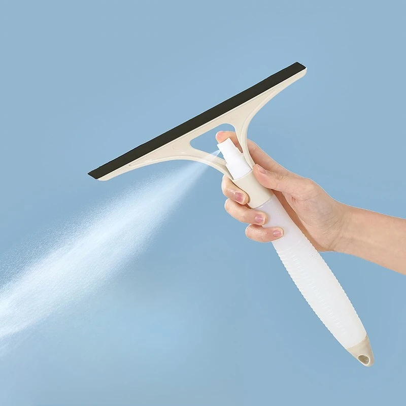 Glass Window Squeegee Cleaner with Spray Double Sided Wiper Streak Free Home Cleaning Tool for Shower Bathroom Car Mirror