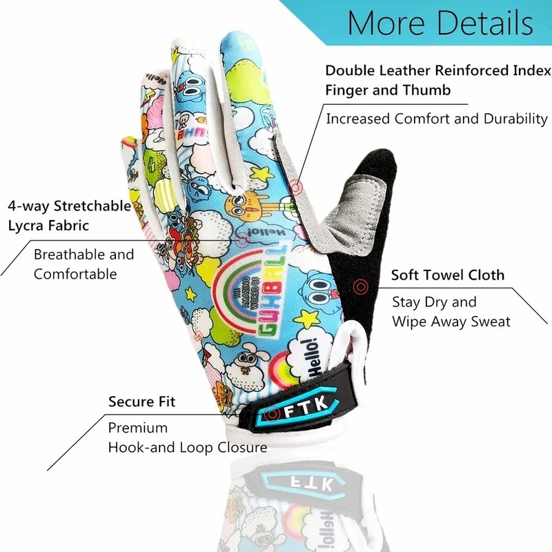 Upgraded Kids Non-Slip Bicycle Cycling Gloves Full Finger Gel Padding Glove Outdoor Road Mountain Bike Age 2-11 Drop Ship