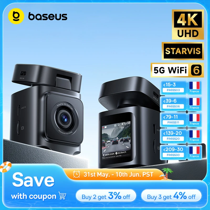 Baseus 4K Dash Cam VD1 Pro caméra de voiture UHD avant et arrière pour capteur SONY Supercapatior Vision nocturne WiFi6 DVR enregistreur vidéo