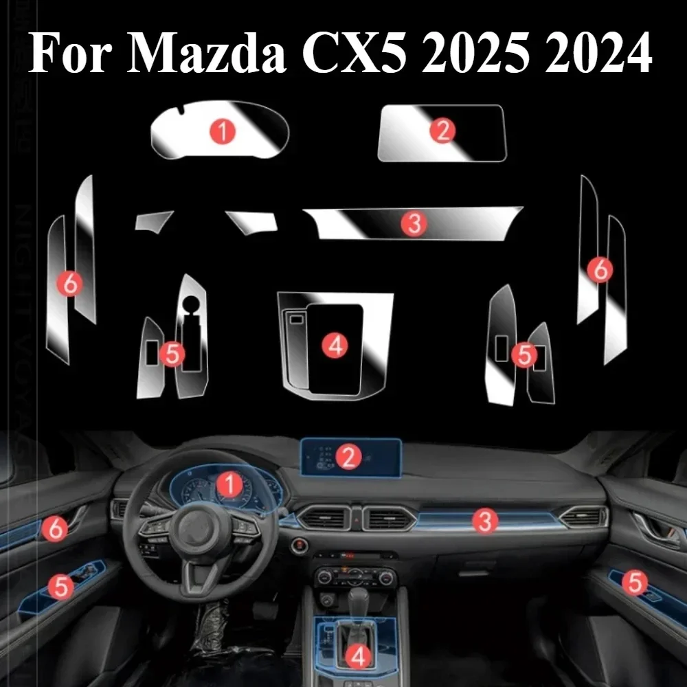 For Mazda CX5 2025 2024 Car Accessories interior film transparent TPU Gear Panel GPS Center Console Anti-scratch PPF Protection