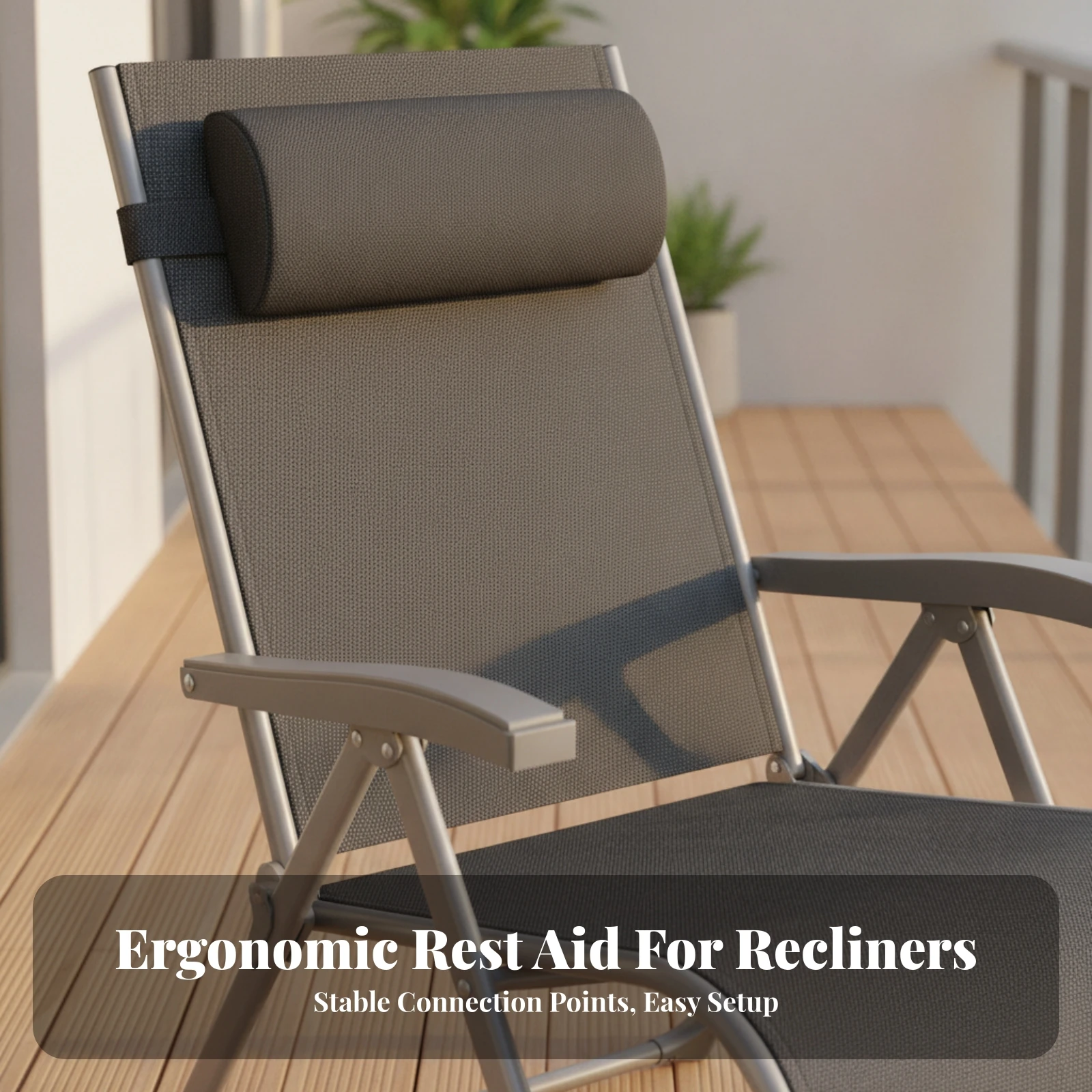 4 Pieces Recliner Pillow with Strap Portable Headrest Cushion with Adjustable Strap Head Cushion Compact for Patio Lounging