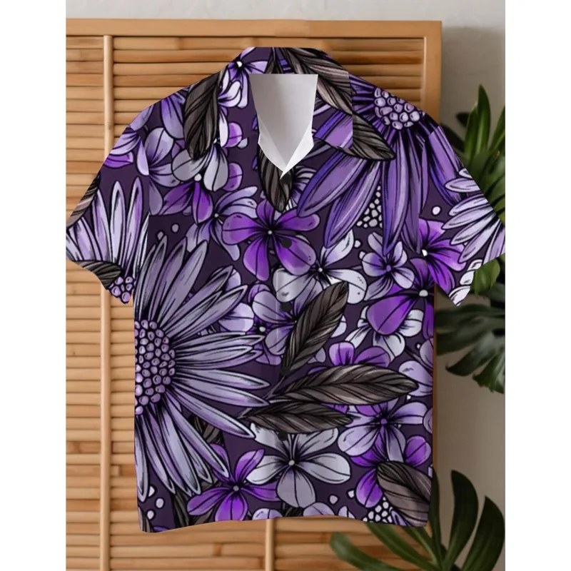 

Floral Hawaiian Shirts Men's Shirt Daily Wear Going out Weekend Summer Cuban Collar Short Sleeves 4-Way Stretch Fabric Shirt