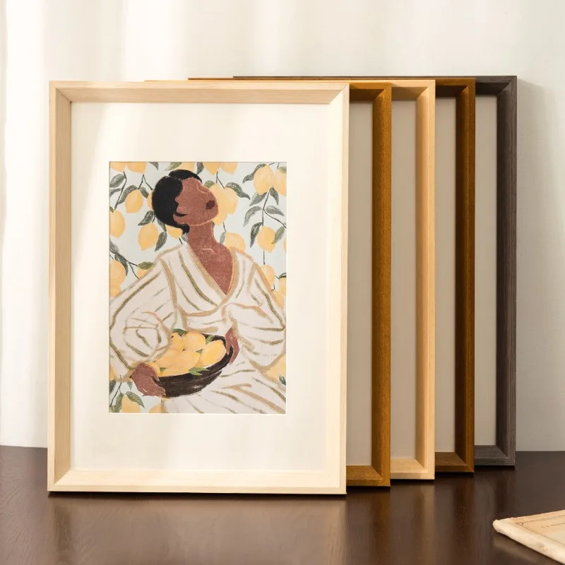 A4/A3/8K/16-inch Solid Wood Photo Frame Classic Beveled Edge Design for Home Bedroom Decoration Poster Work Display Frame