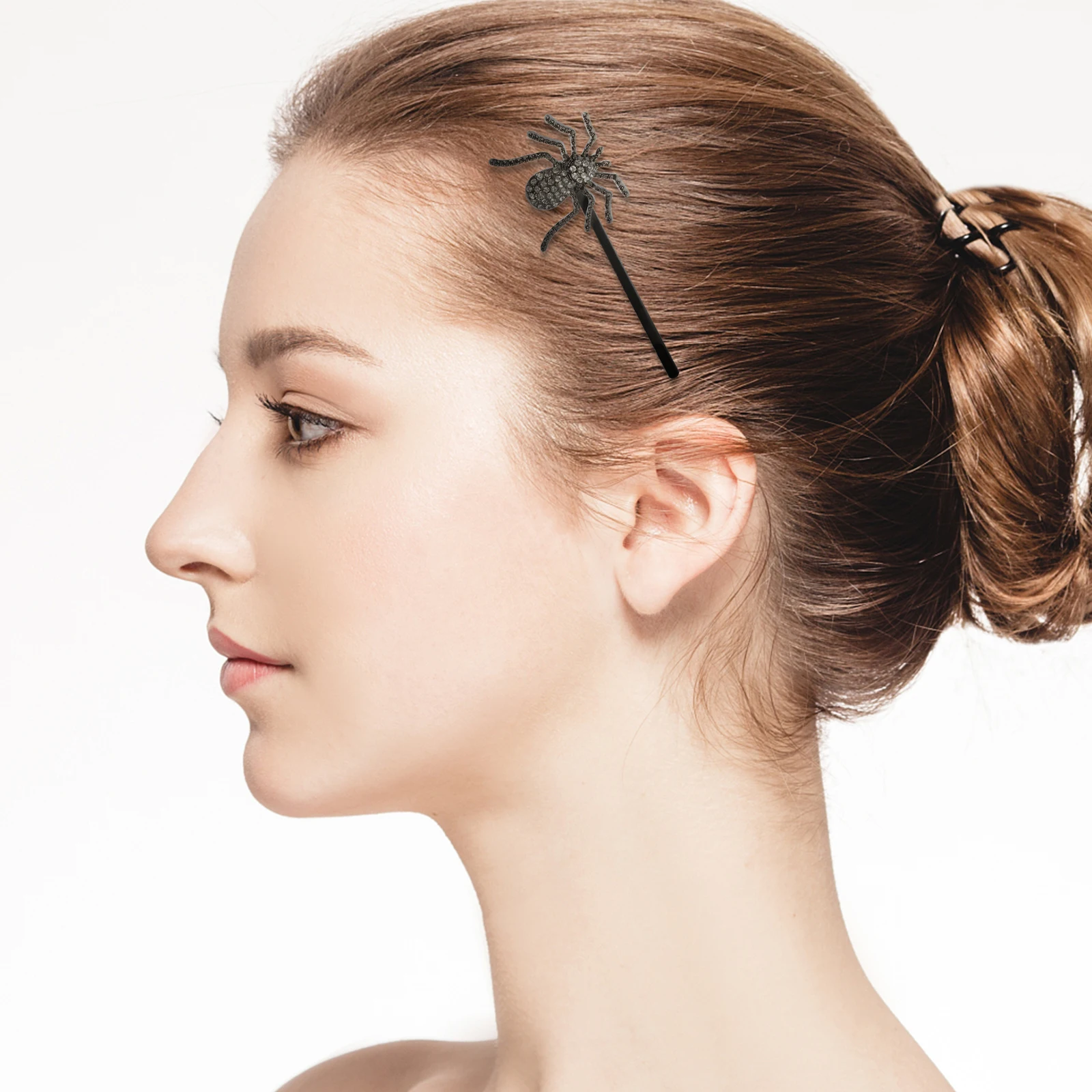

2pcs Rhinestone Spider Hair Clips Vintage Bobby Pins for Women Sturdy Thin Hairpin Halloween Party Headgear Barrettes Black