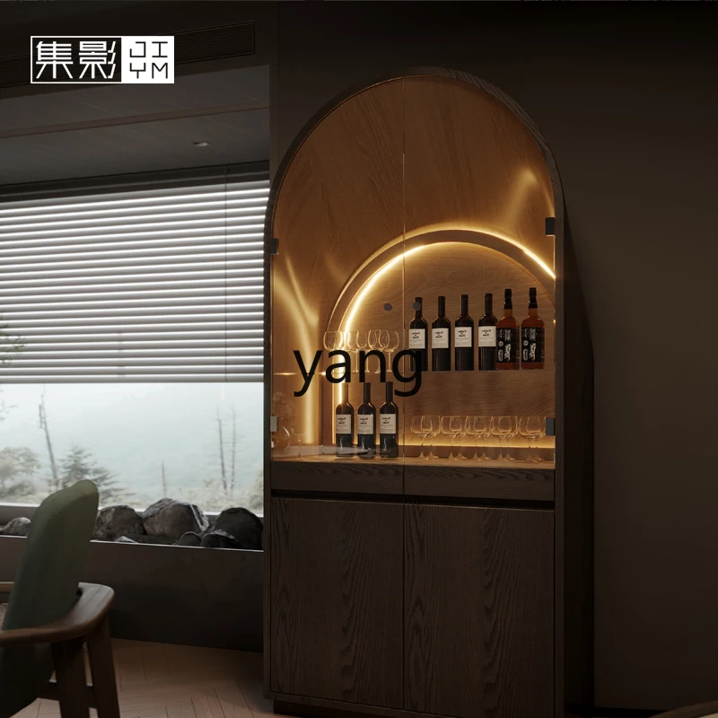 

LMM solid wood dining side cabinet integrated against the wall modern simple living room locker dining room tea