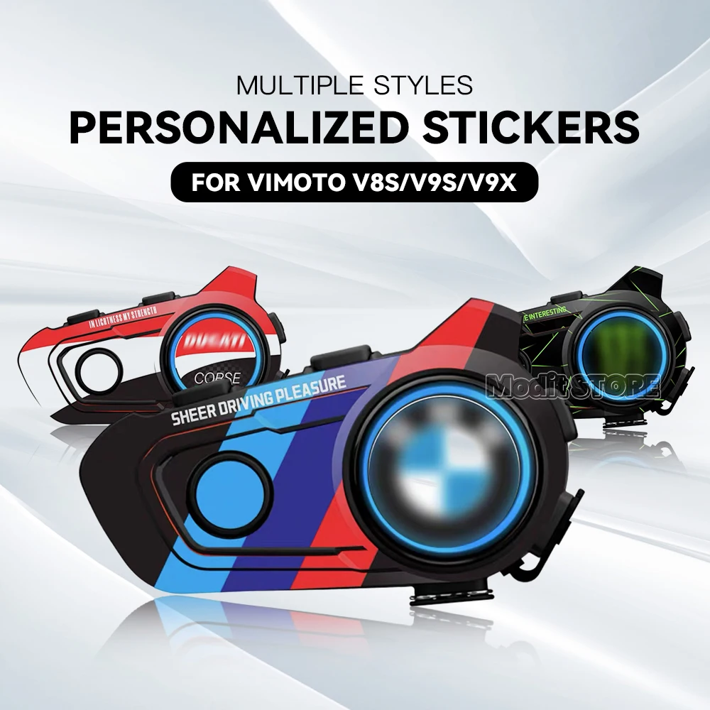 For Vimoto Version V9S/V9X Motorcycle Helmet Headset Intercom Colorful Decoration Decals Protection Stickers Multiple Styles