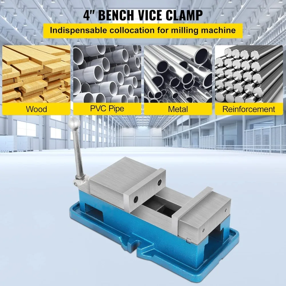 Non Swivel Milling Machine Vise 4 Inch Drill Press Clamp 100mm Jaw Width for Precision Parts
