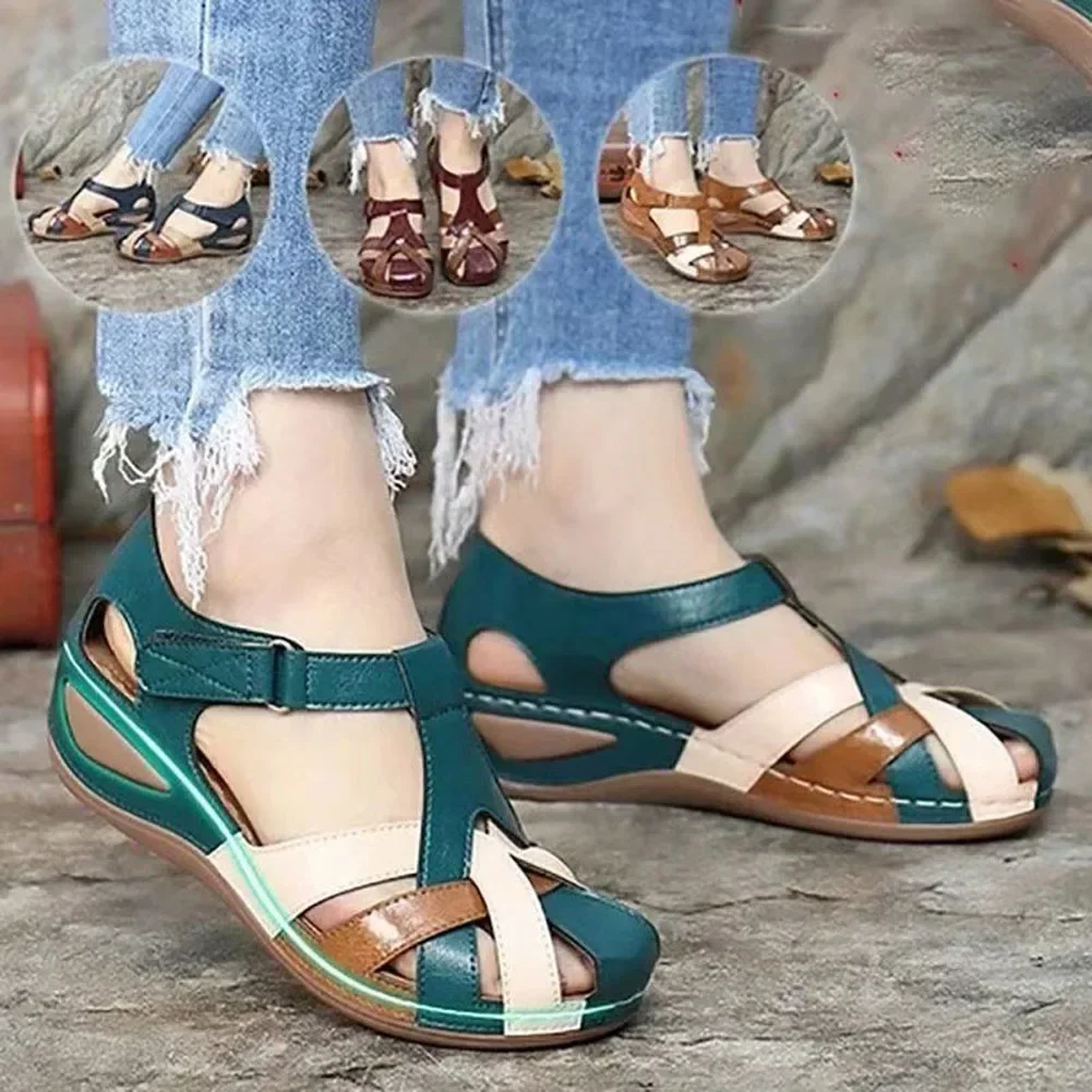 

Female Sandals 2025 Summer Women Footwear Cross-tied Platform Beach Waterproo Slip on Rome Slippers Sandals for Women Leather