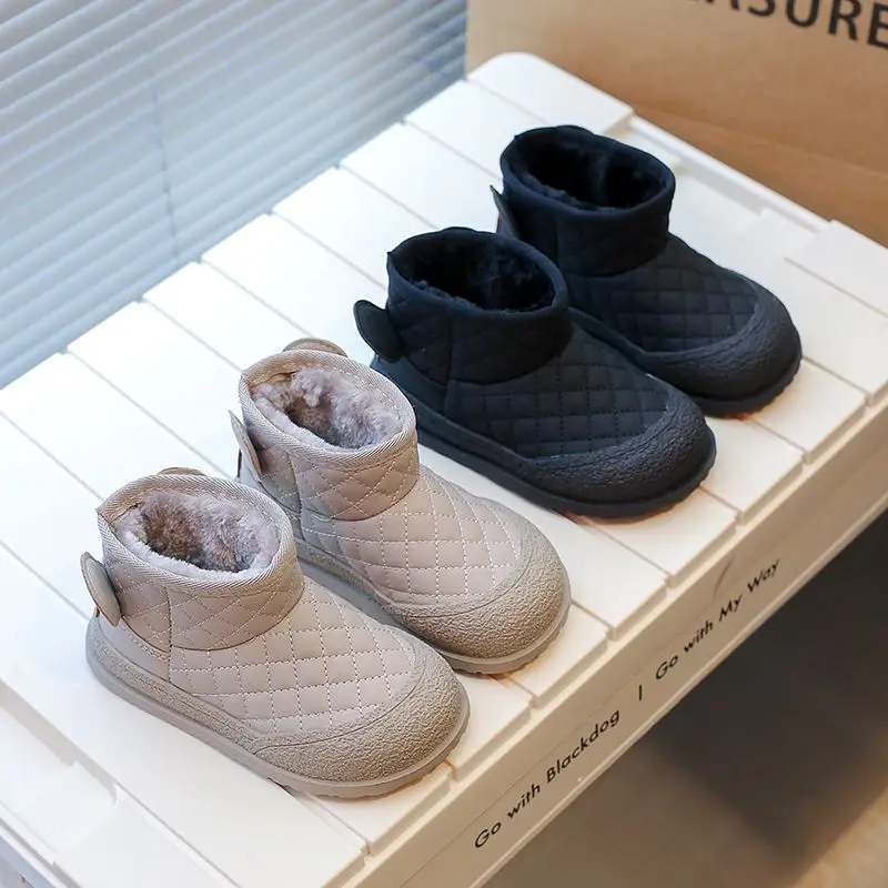 

Детские зимние зимние ботинки на флисовой подкладке, толстая хлопковая обувь, зимние ботинки унисекс для мальчиков и девочек, нескользящая уличная обувь для холодной погоды
