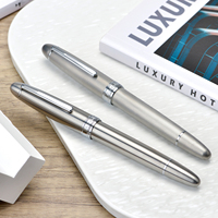 Asvine J16 Titanium Alloy Piston Frosted Silver Fountain Pen JOWO Nib with Ink Window Business Wiring Christmas Stationery Gift